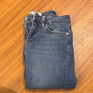 Free People Cropped Frayed End Jeans